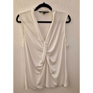Rachel Roy Twist Front Feminine Sleeveless Cream Blouse Size XL EUC
